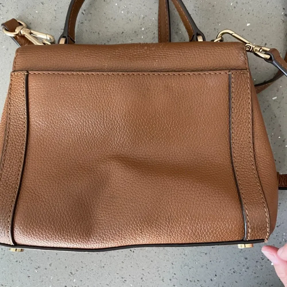 Michael Kors Mini Bag Karson Satchel Woven Brown Yellow Leather crossbody